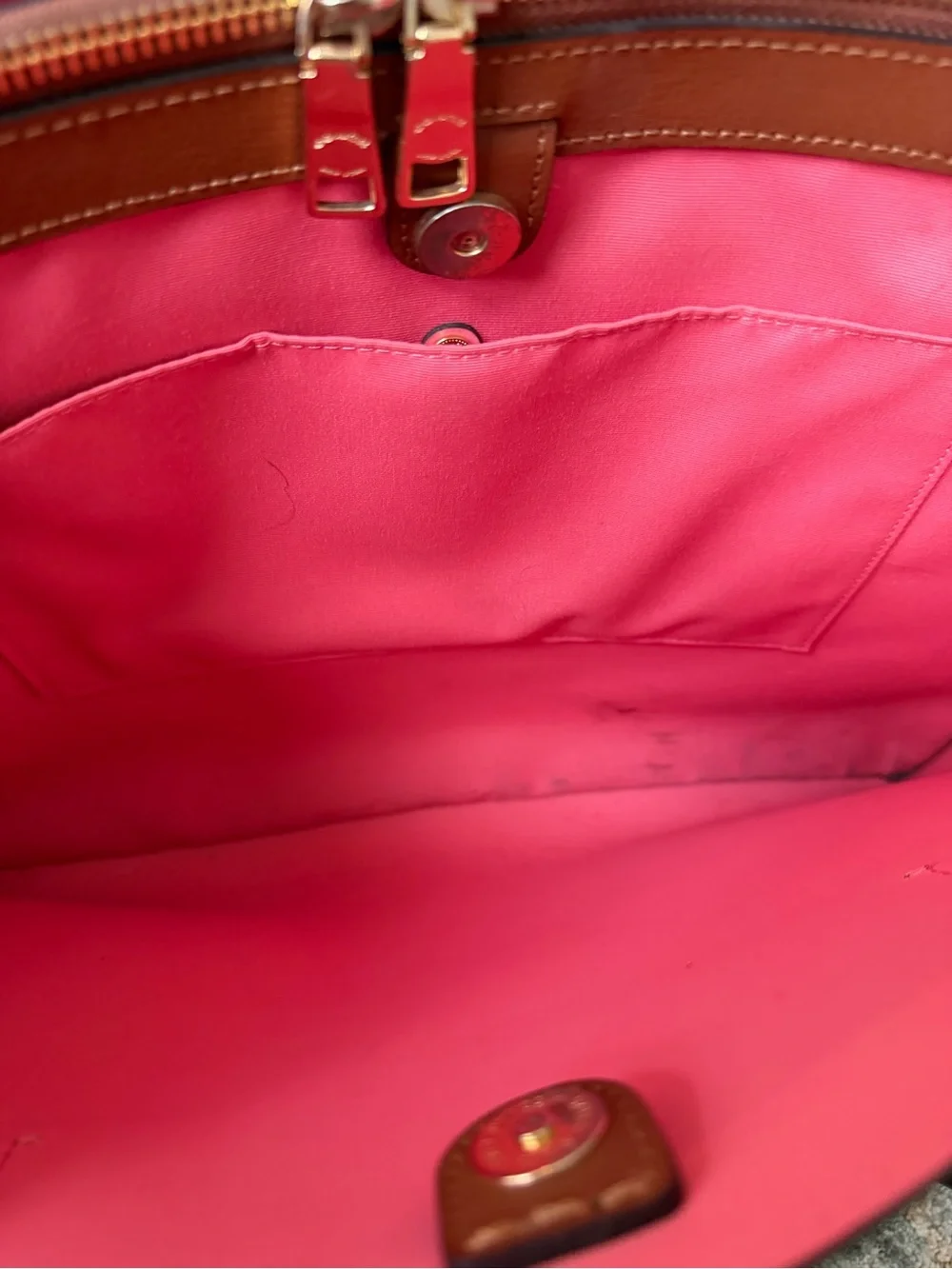 Coach Leather Tote in Saddle Brown with Pink Interior